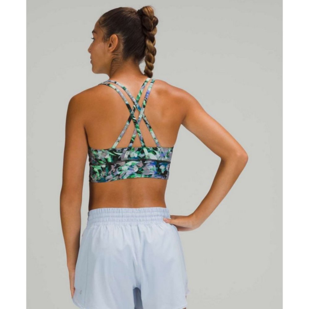 Lululemon Energy Bra Long Line Medium Support Rapid Flourish Multi Size 8